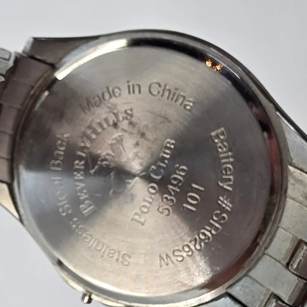 Beverly Hills Polo Club Mens Silver Tone Quartz Watch 53496 101 SR626SW‎